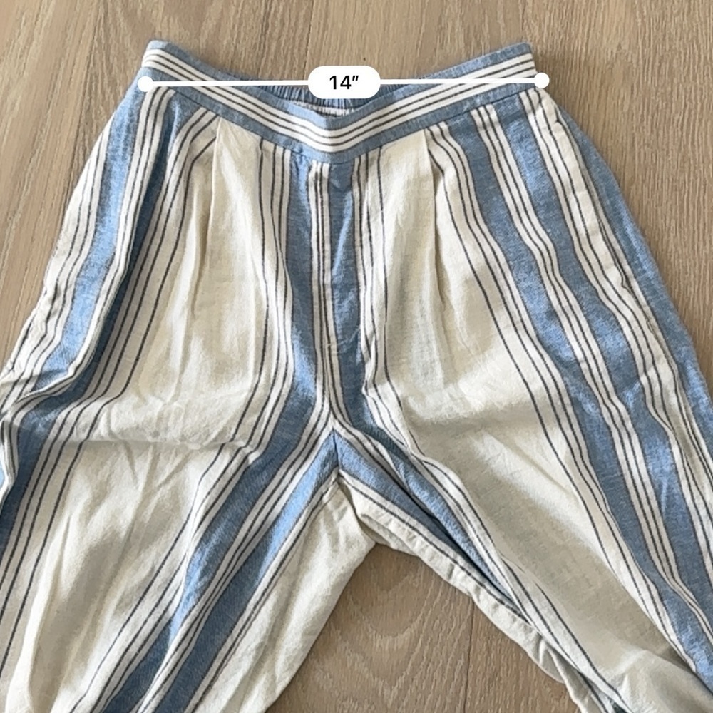 Banana Republic Linen Blend Striped Wide-Leg Cropped Pants Size S - Picture 4 of 5